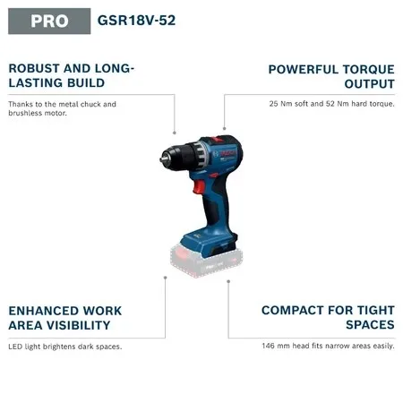 BOSCH GSR 18V-52 PRO Cordless  - Brushless Cordless Electric Drill 18V review and price