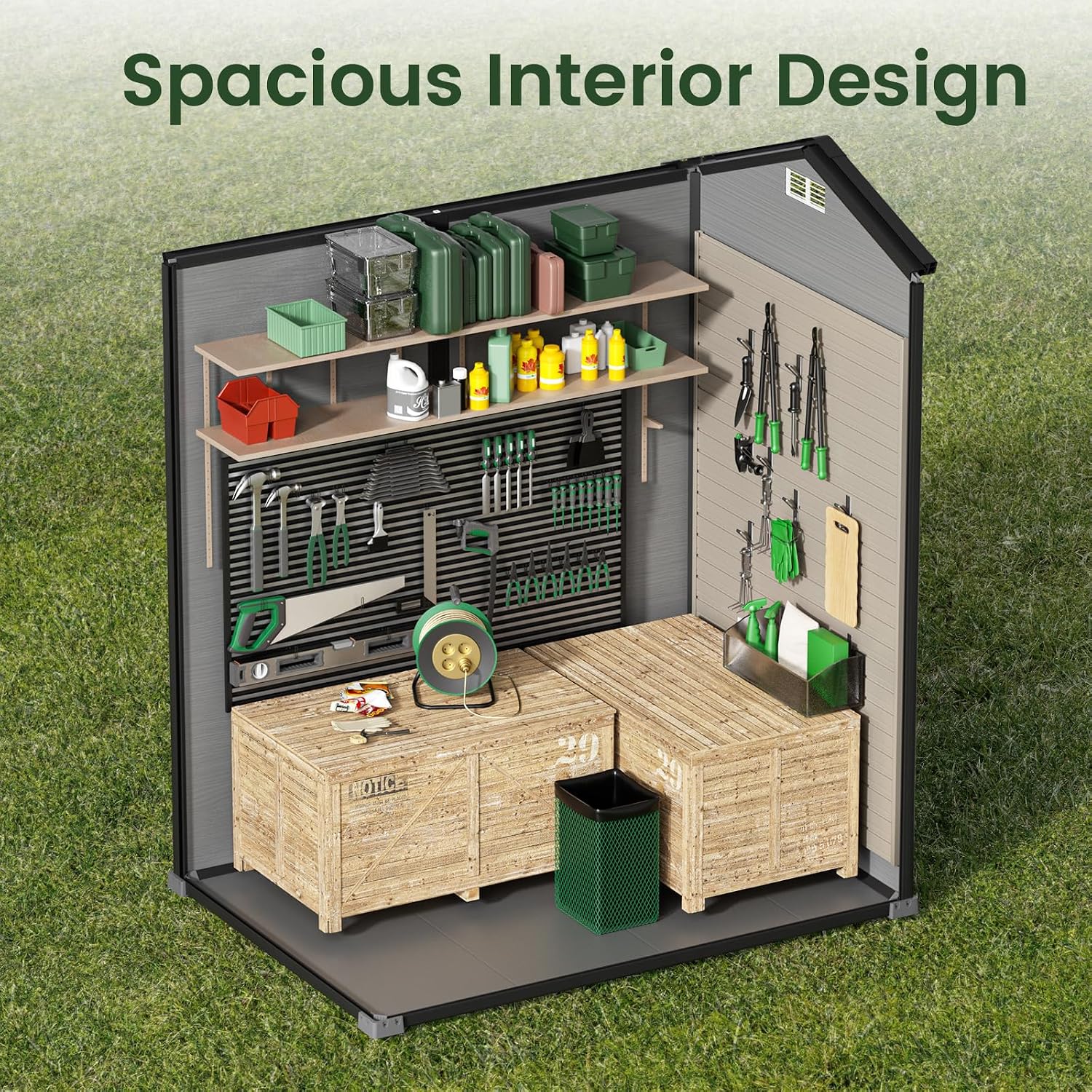 Outdoor Storage Shed with Floo - Garden Tools review and price