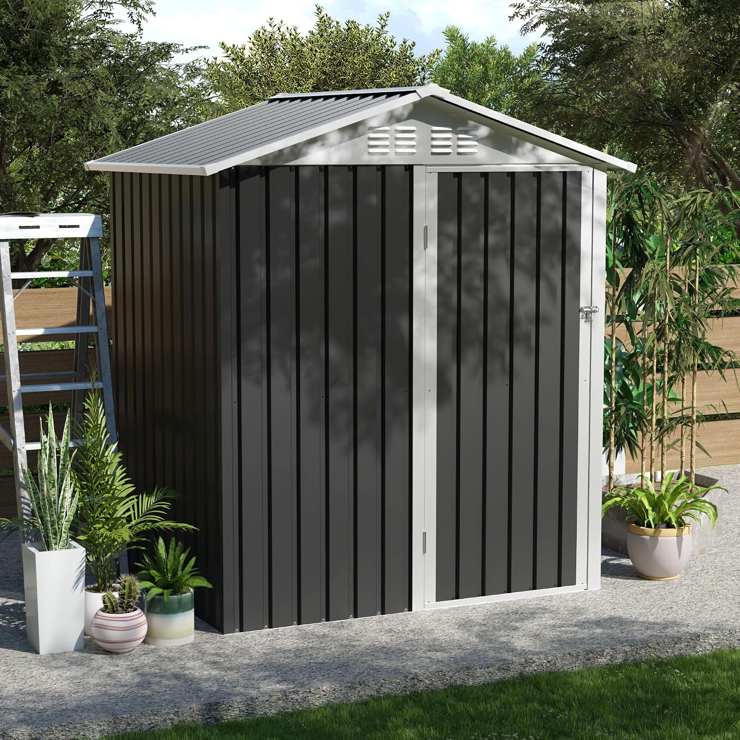 Metal Outdoor Storage Shed 5.4 - Garden Tools review and price