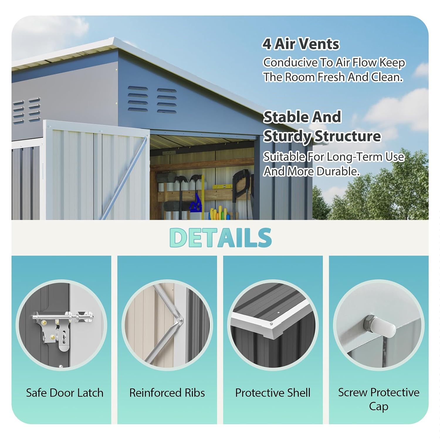 8x4 FT Outdoor Storage Shed wi - Garden Tools review and price