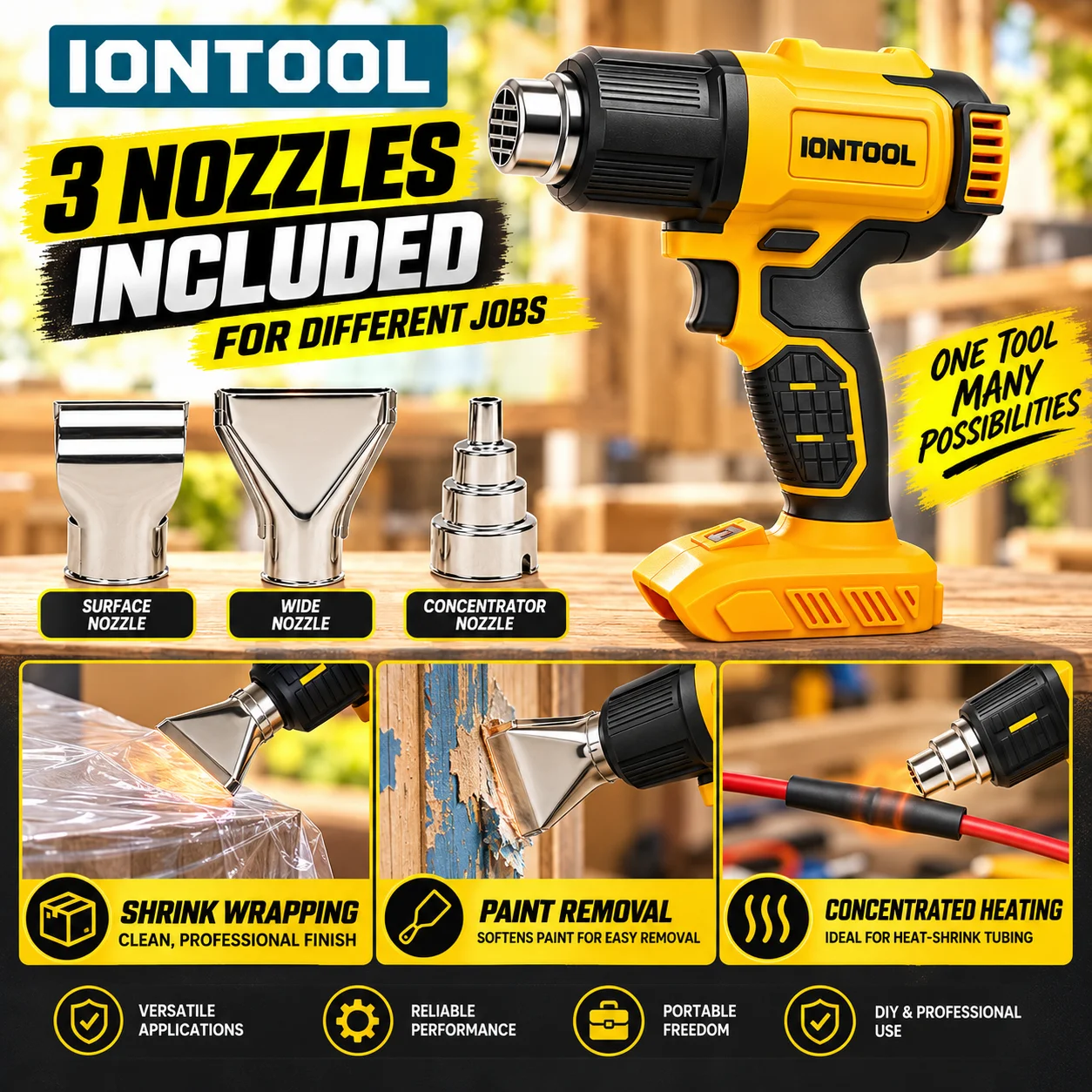 IONTOOL Yellow 550℃ Fast Heati - Cordless Heat Gun For Shrink Tubing review and price